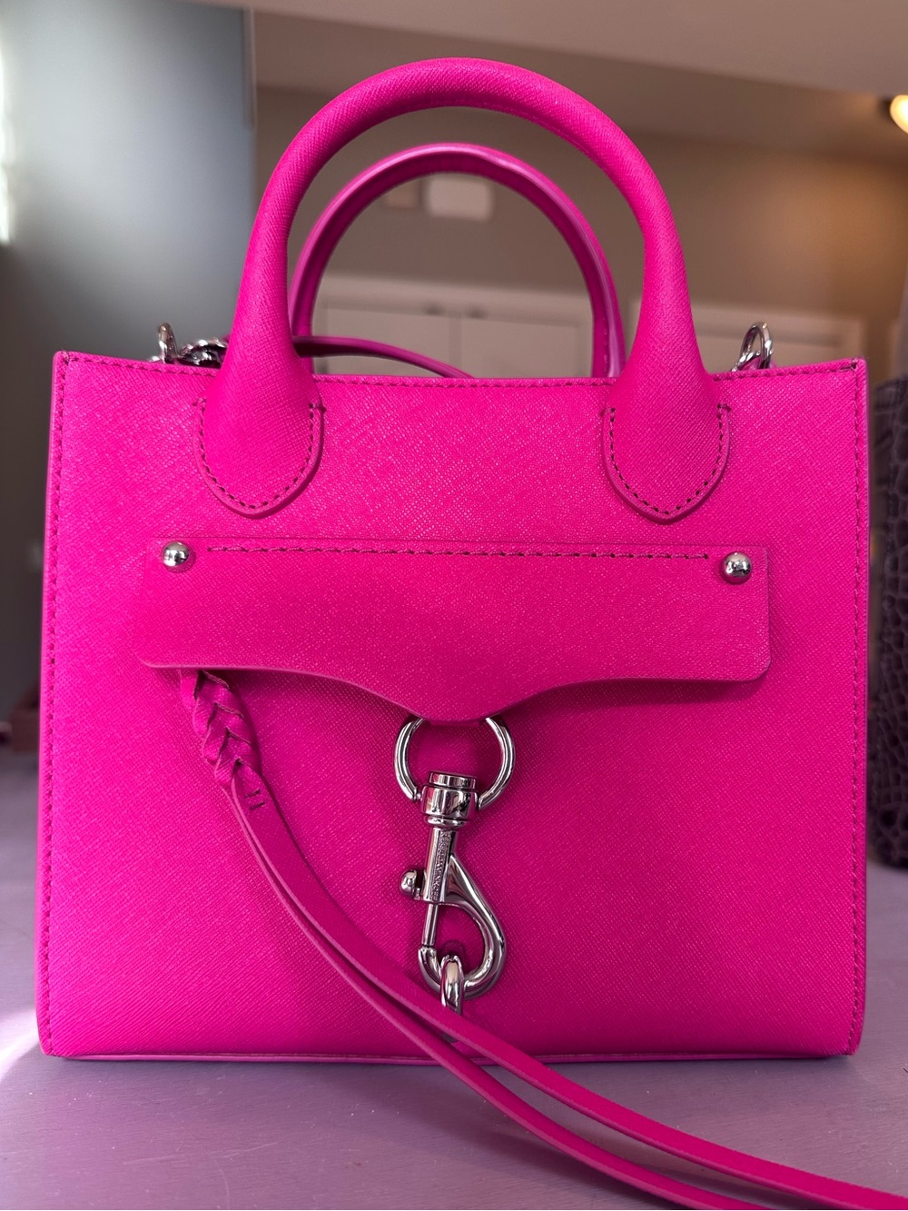 Rebecca Minkoff Hot Pink Mini Saffiano Tote Crossbody Bag NWOT